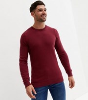New Look Burgundy Fine Knit Crew Neck Muscle Fit Jumper